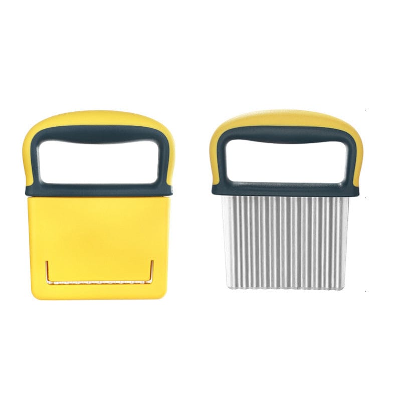 Coupe frite manuel avec lame ondulée Jaune