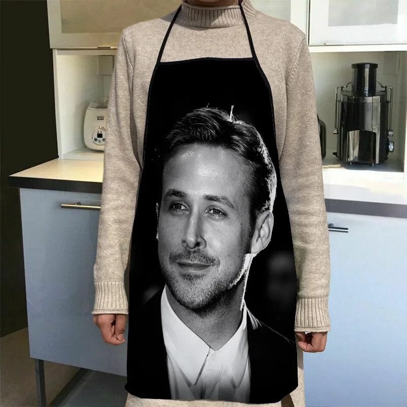 Custom Ryan Gosling Kitchen Apron Dinner Party Cooking Apron Adult Baking Accessories Waterproof Fabric Printed Cleaning Tools 15 / 68x95cm