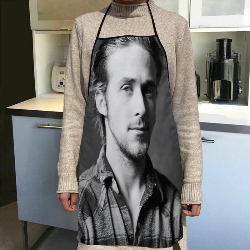 Custom Ryan Gosling Kitchen Apron Dinner Party Cooking Apron Adult Baking Accessories Waterproof Fabric Printed Cleaning Tools 4 / 68x95cm