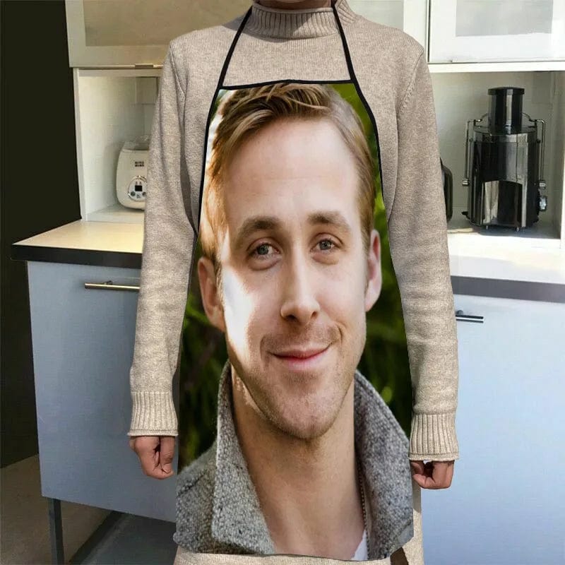 Custom Ryan Gosling Kitchen Apron Dinner Party Cooking Apron Adult Baking Accessories Waterproof Fabric Printed Cleaning Tools