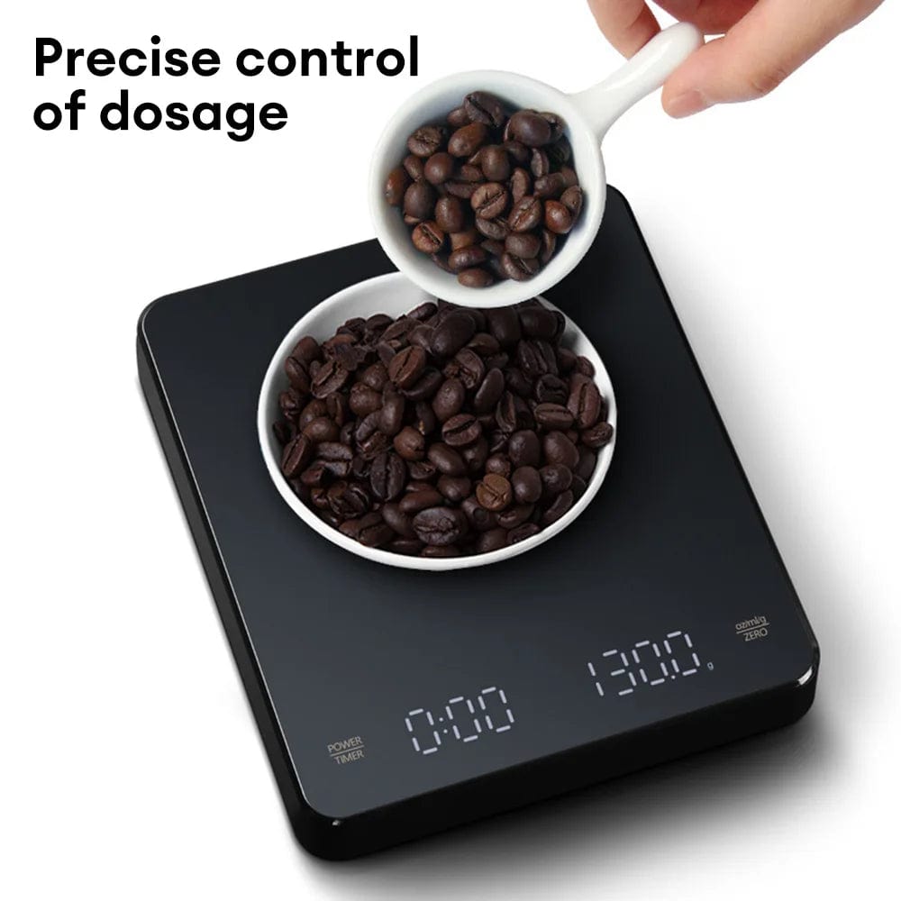 Digital Coffee Scale with Timer LED Screen Espresso USB 3kg Max.Weighing 0.1g High Precision Measures in Oz/ml/g Kitchen Scale Black