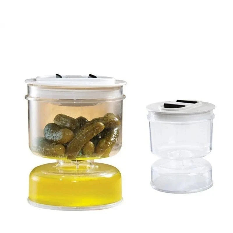 Distributeur d'Olives et Cornichons en Bocal pour Cuisine - Séparateur de Liquides - 11x11x13cm Circular