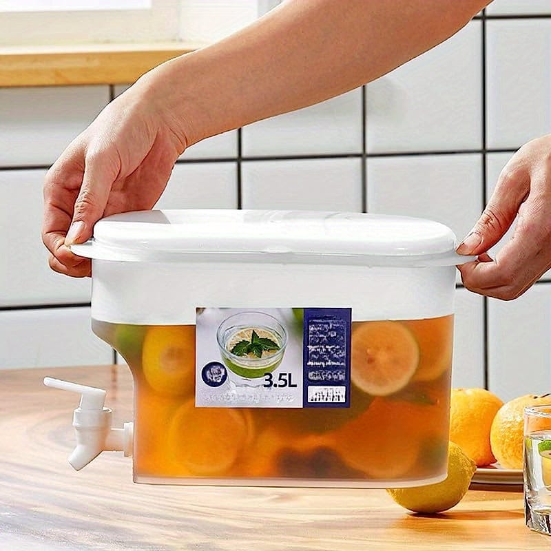 Distributeur de Boissons en Plastique avec Robinet - Capacité XXL - Idéal pour le Réfrigérateur - Théière à Fruits et Bouteille Limonade - Accessoires Maison 3.5L