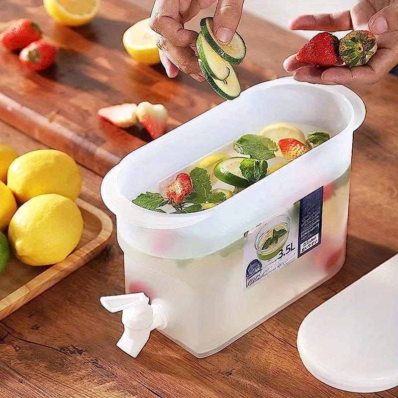 Distributeur de Boissons en Plastique avec Robinet - Capacité XXL - Idéal pour le Réfrigérateur - Théière à Fruits et Bouteille Limonade - Accessoires Maison 3.5L