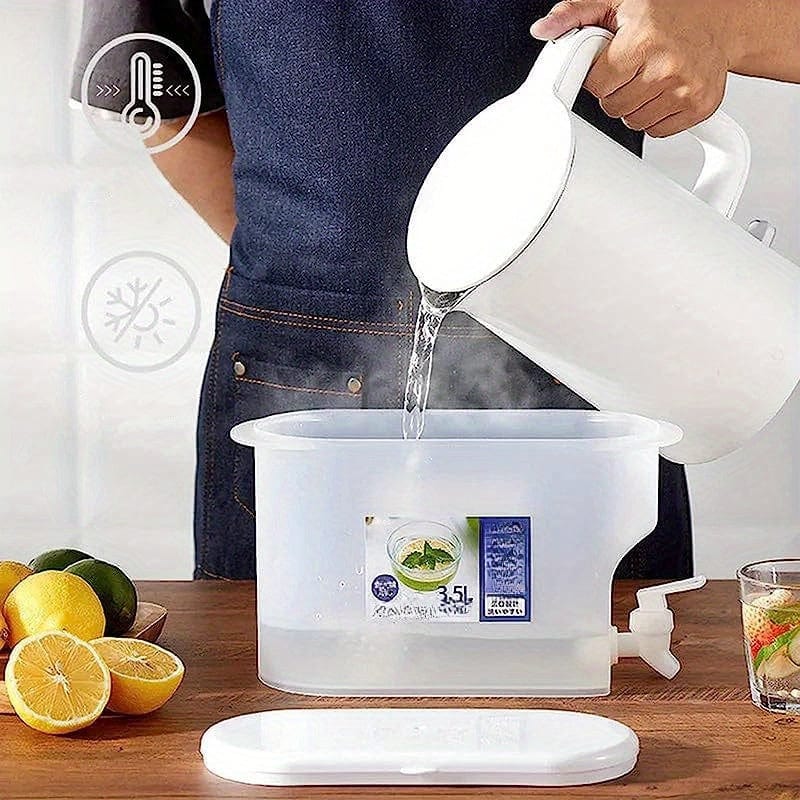 Distributeur de Boissons en Plastique avec Robinet - Capacité XXL - Idéal pour le Réfrigérateur - Théière à Fruits et Bouteille Limonade - Accessoires Maison 3.5L