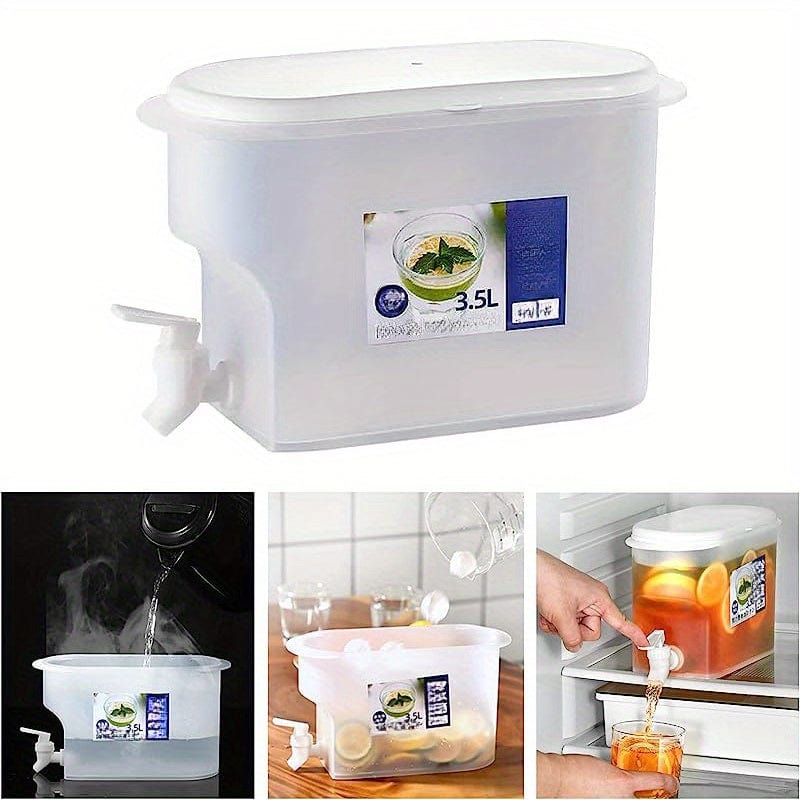 Distributeur de Boissons en Plastique avec Robinet - Capacité XXL - Idéal pour le Réfrigérateur - Théière à Fruits et Bouteille Limonade - Accessoires Maison 3.5L