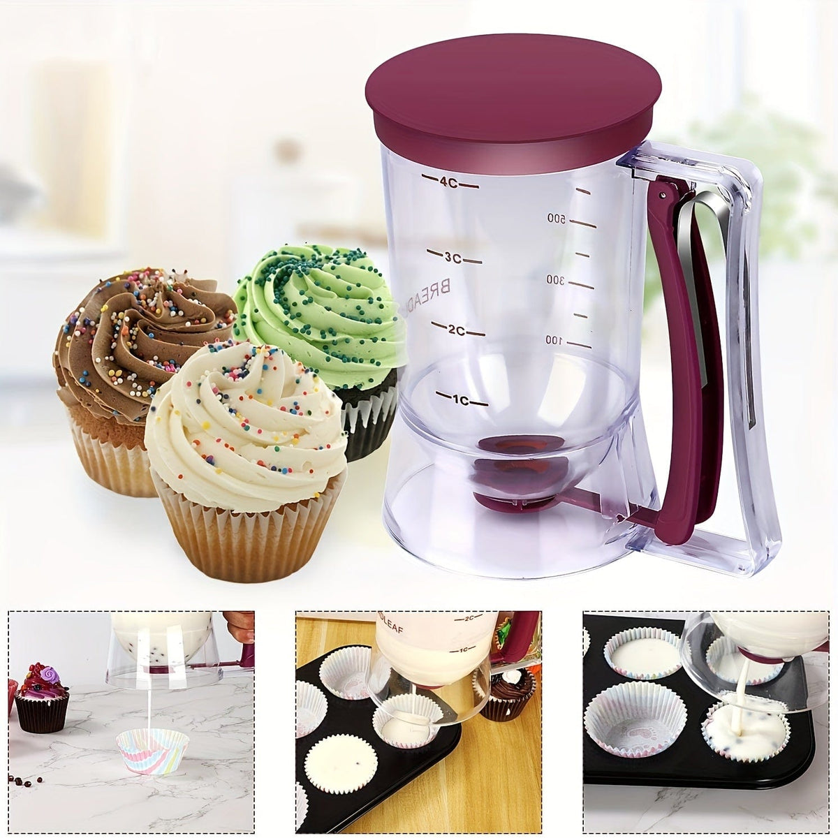 Distributeur de Pâte à Cupcakes - Séparateur de Batter, Mesure Précise 1pc