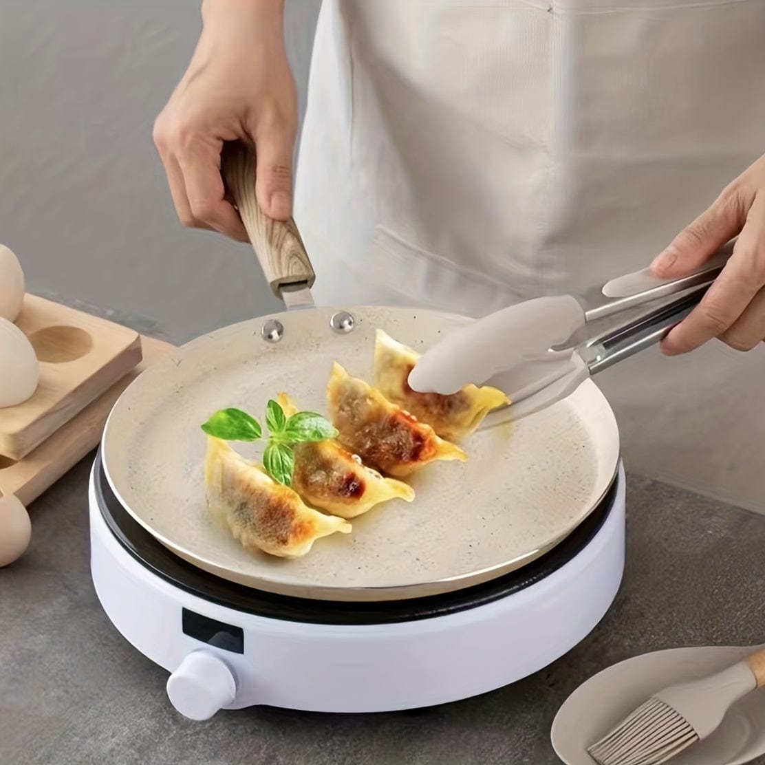 Ensemble d'Ustensiles de Cuisine en Silicone Beige avec Manche en Bois - Lot de 12, Ustensiles de Cuisine Sûrs, Anti-adhésifs, Lavables - Accessoires de Cuisine, Gadgets de Cuisine