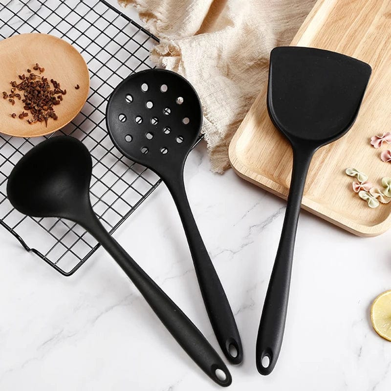 Ensemble d&#39;Ustensiles de Cuisine en Silicone - Cuillère Louche et Spatule
