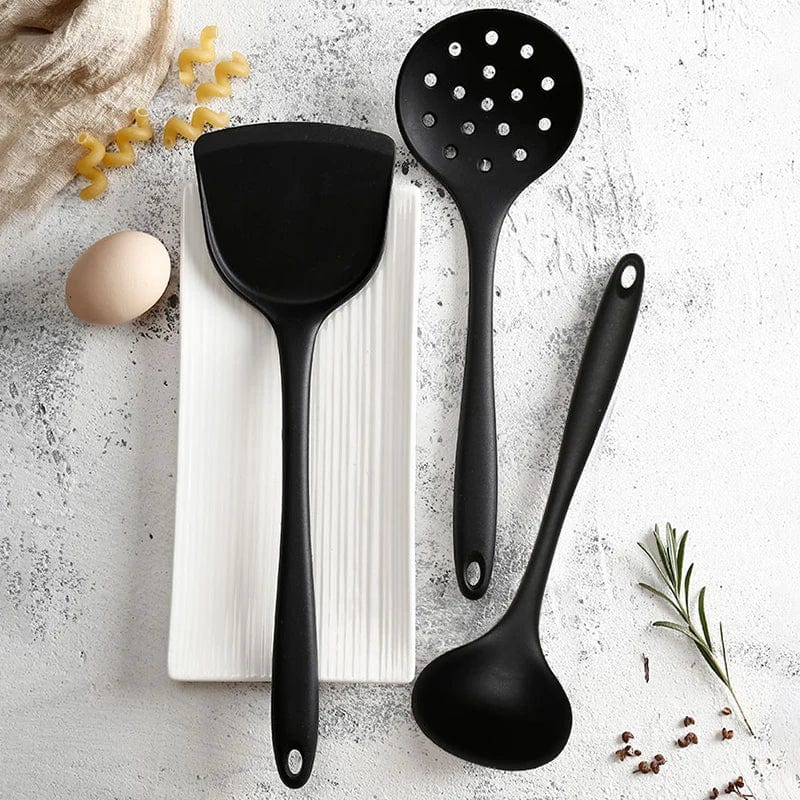 Ensemble d'Ustensiles de Cuisine en Silicone - Cuillère Louche et Spatule