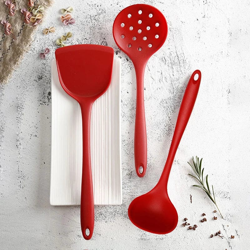 Ensemble d'Ustensiles de Cuisine en Silicone - Cuillère Louche et Spatule