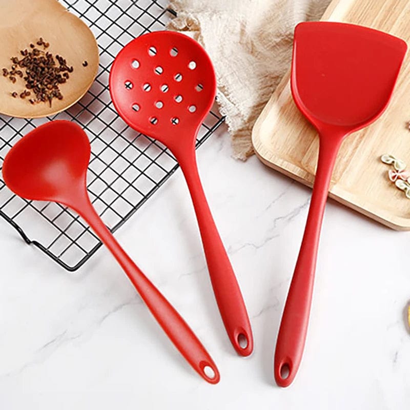 Ensemble d'Ustensiles de Cuisine en Silicone - Cuillère Louche et Spatule