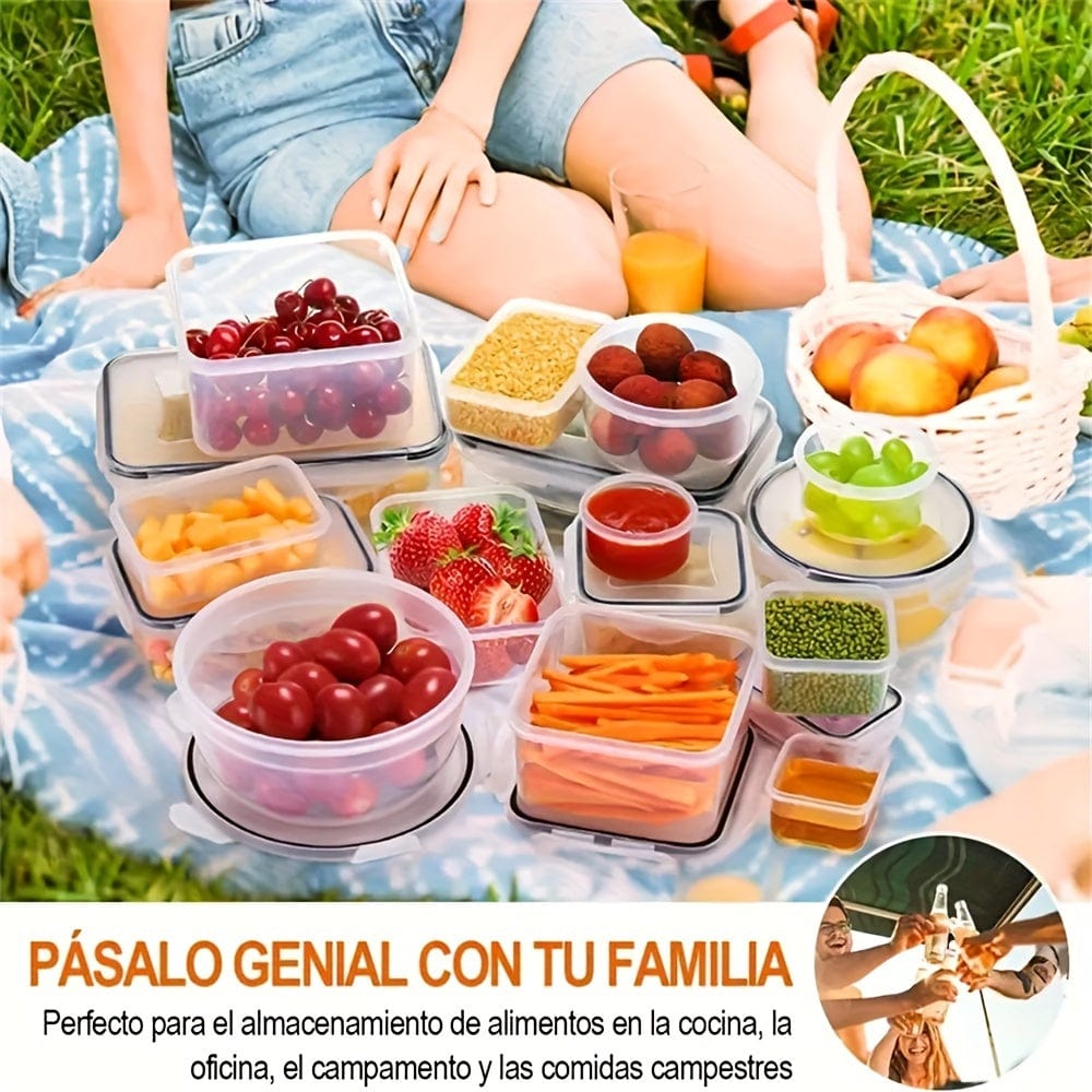 Ensemble de 24 Boîtes de Rangement de Cuisine - Hermétiques, Adaptées au Micro-Ondes, Étiquettes & Stylo Inclus lunchbox 24pcs-set