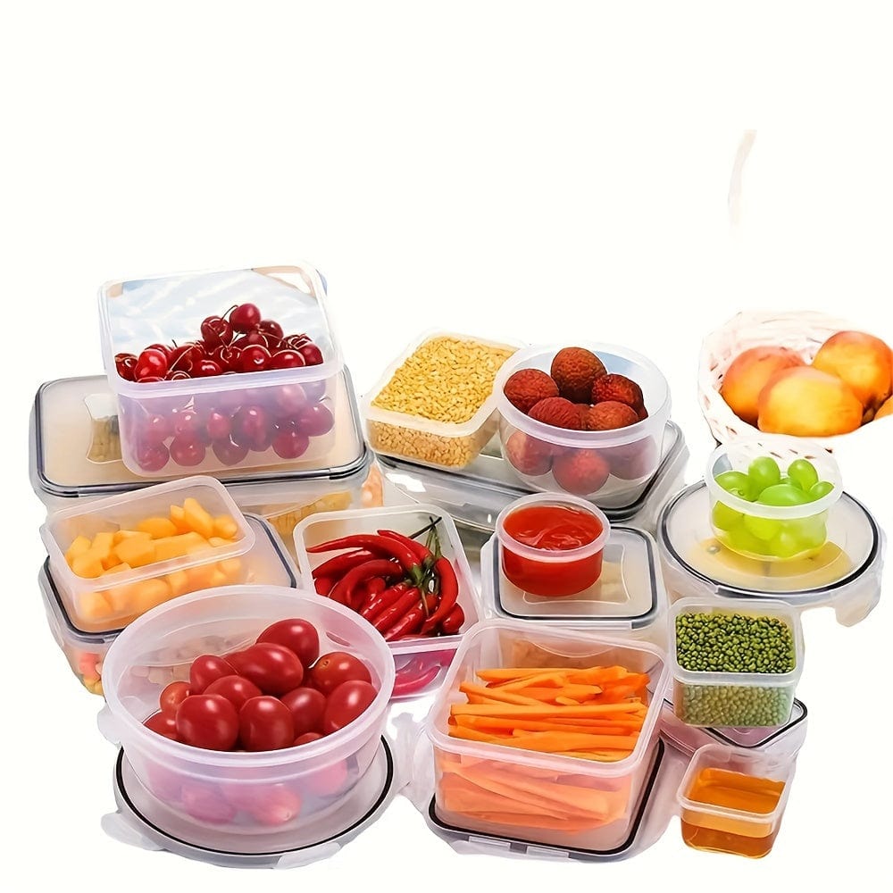 Ensemble de 24 Boîtes de Rangement de Cuisine - Hermétiques, Adaptées au Micro-Ondes, Étiquettes & Stylo Inclus lunchbox 24pcs-set