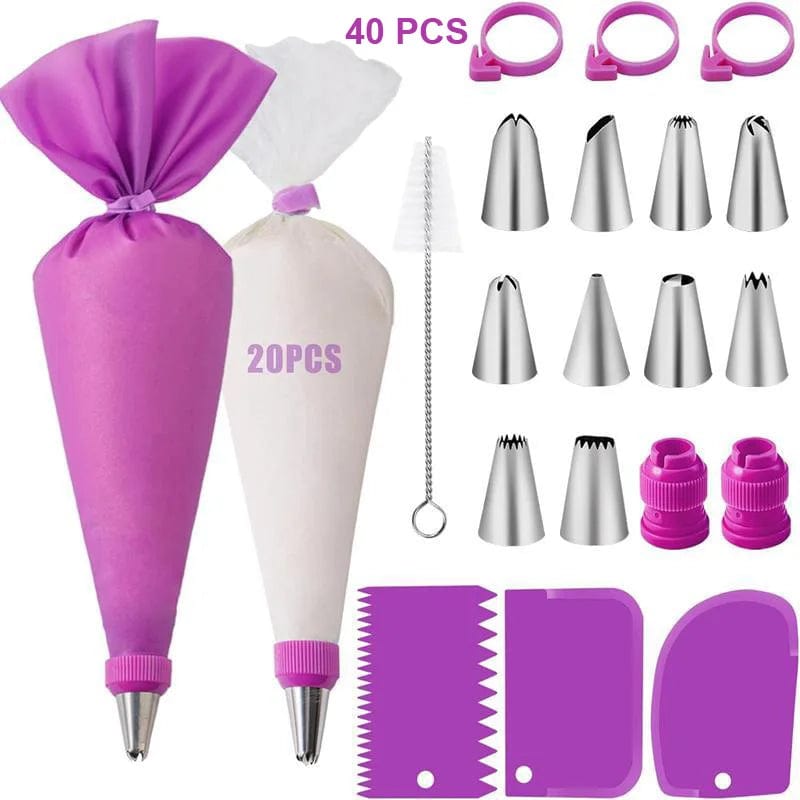 Ensemble Douilles & Poche à Douille en Silicone pour Cake Design