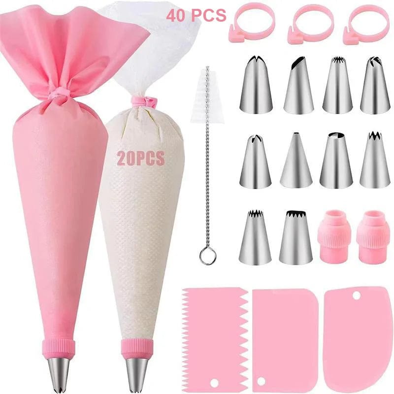Ensemble Douilles & Poche à Douille en Silicone pour Cake Design