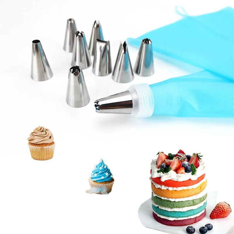 Ensemble Douilles & Poche à Douille en Silicone pour Cake Design