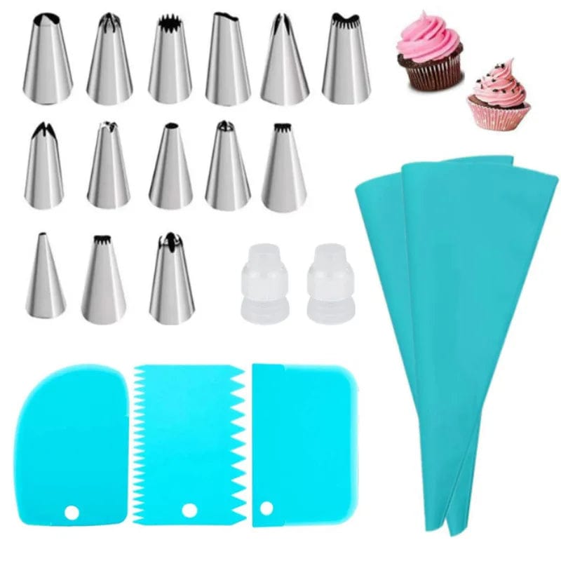 Ensemble Douilles & Poche à Douille en Silicone pour Cake Design