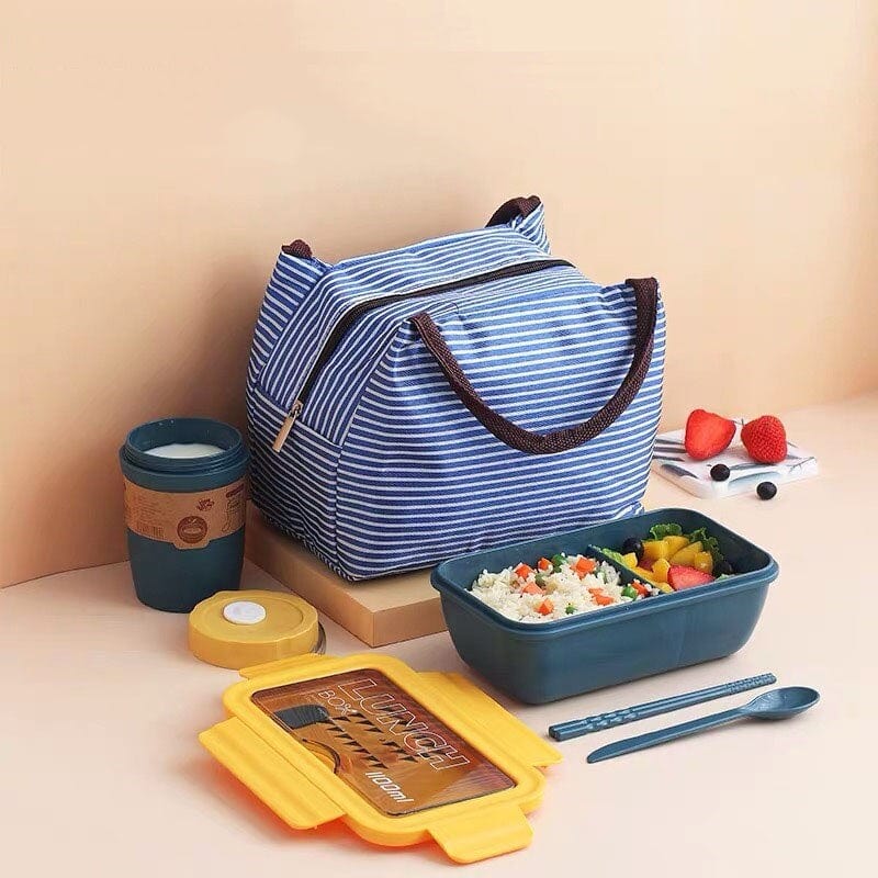Ensemble « Lunch Box Kids » : Boite repas + Couverts + Verre + Sac Bleu
