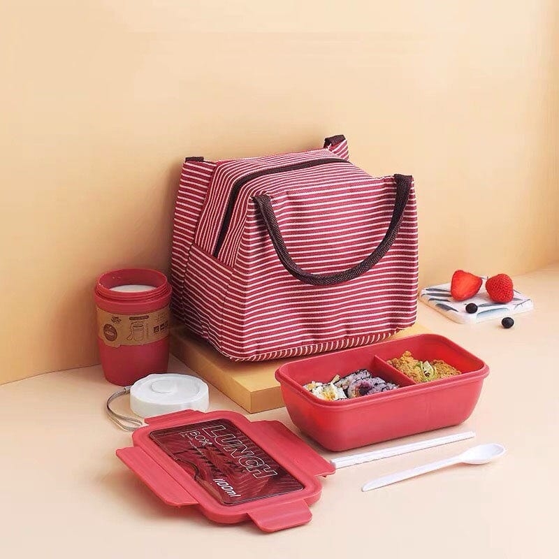 Ensemble « Lunch Box Kids » : Boite repas + Couverts + Verre + Sac Rouge