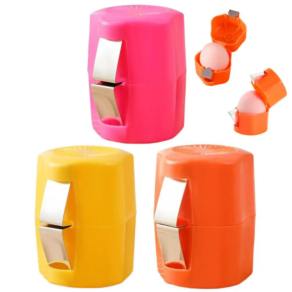 Lot de 3 ouvre-coquilles d'œuf rose, jaune et orange à lames inox