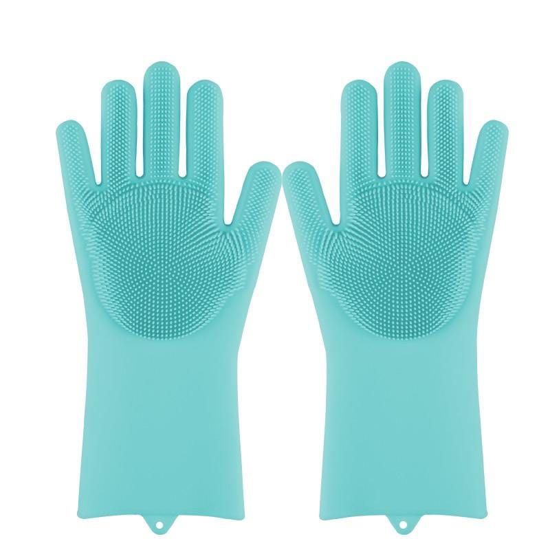 Gants de vaisselle avec brosses intégrées Bleu