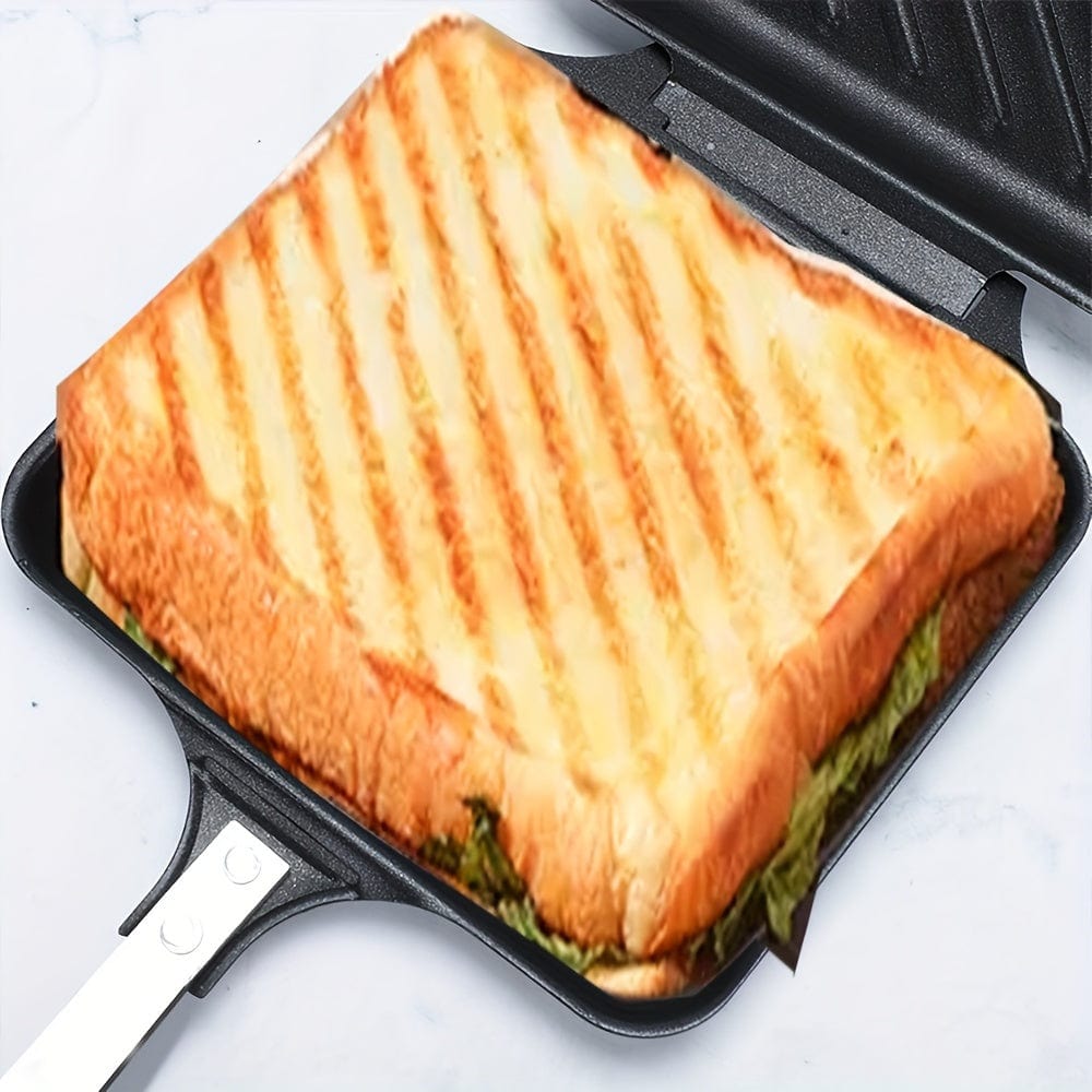 Grill à Sandwich Démontable pour Gaz/Induction, Plaques Antiadhésives, Noir Black