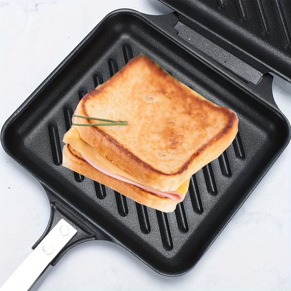 Grill à Sandwich Démontable pour Gaz/Induction, Plaques Antiadhésives, Noir Black