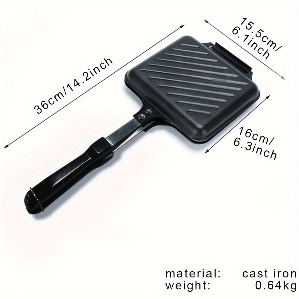 Grill à Sandwich Démontable pour Gaz/Induction, Plaques Antiadhésives, Noir Black