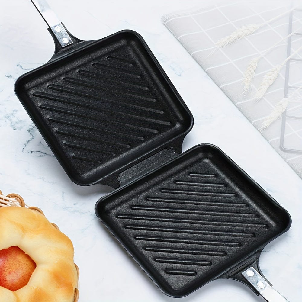 Grill à Sandwich Démontable pour Gaz/Induction, Plaques Antiadhésives, Noir Black
