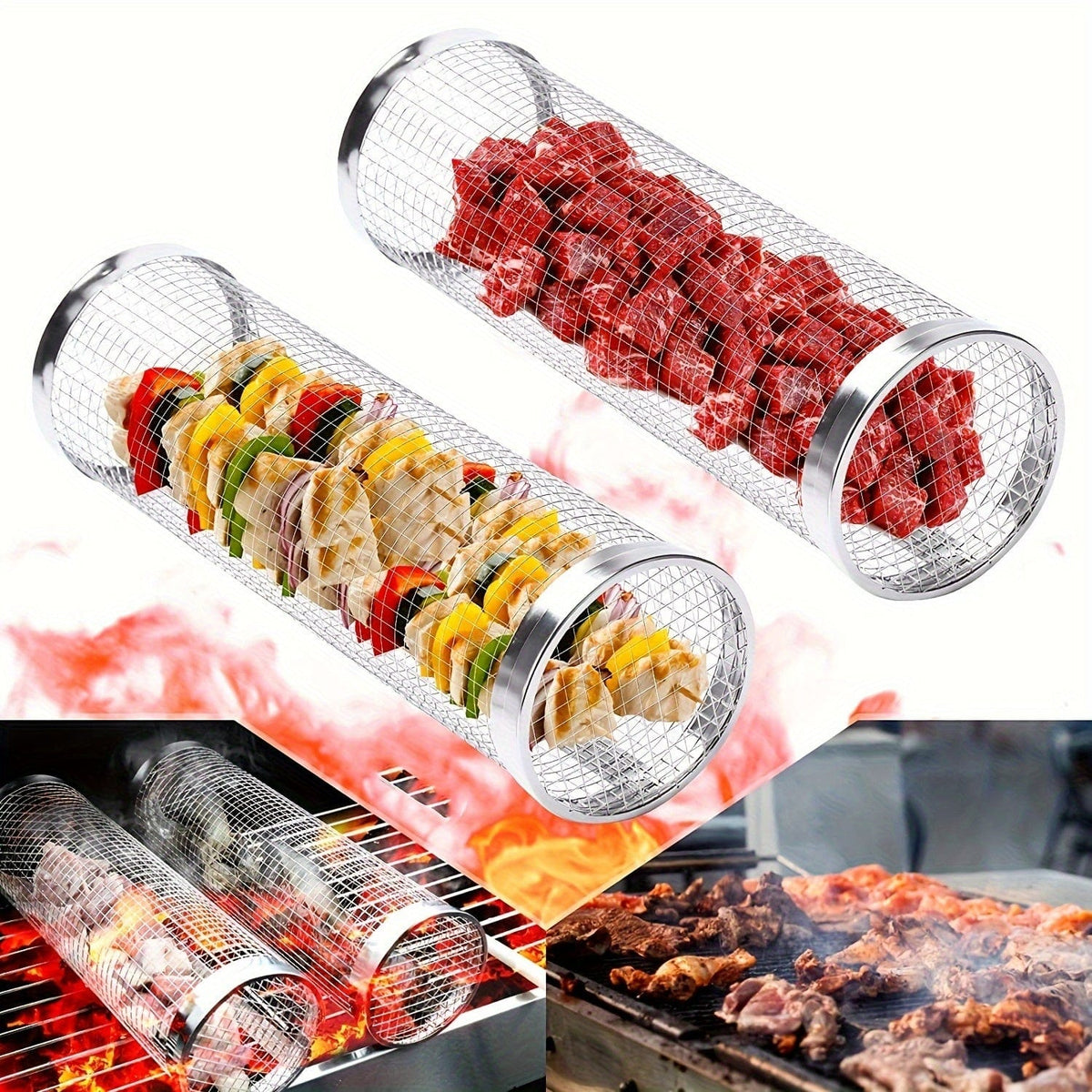 Grill Barbecue Portable en Acier Inoxydable, idéal pour Camping et Pique-nique 1pc