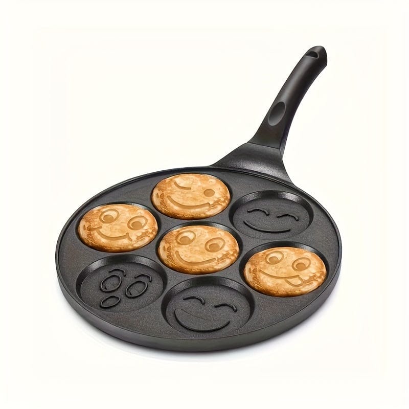 Grille à Mini Pancakes, Poêle avec 7 Moules Eid Al-Adha Mubarak 7-Hole Black Pan