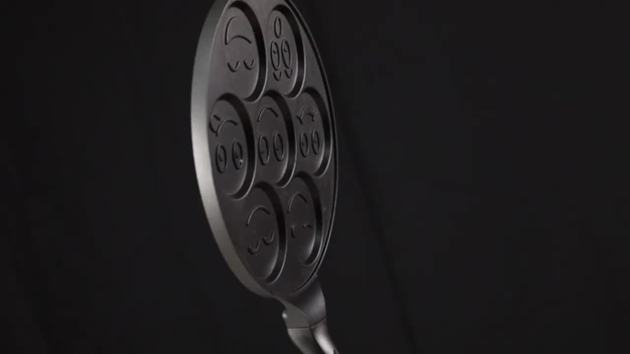 Grille à Mini Pancakes, Poêle avec 7 Moules Eid Al-Adha Mubarak 7-Hole Black Pan