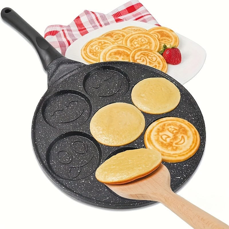 Grille à Mini Pancakes, Poêle avec 7 Moules Eid Al-Adha Mubarak 7-Hole Black Pan