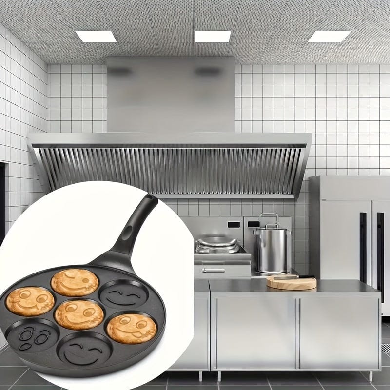 Grille à Mini Pancakes, Poêle avec 7 Moules Eid Al-Adha Mubarak 7-Hole Black Pan