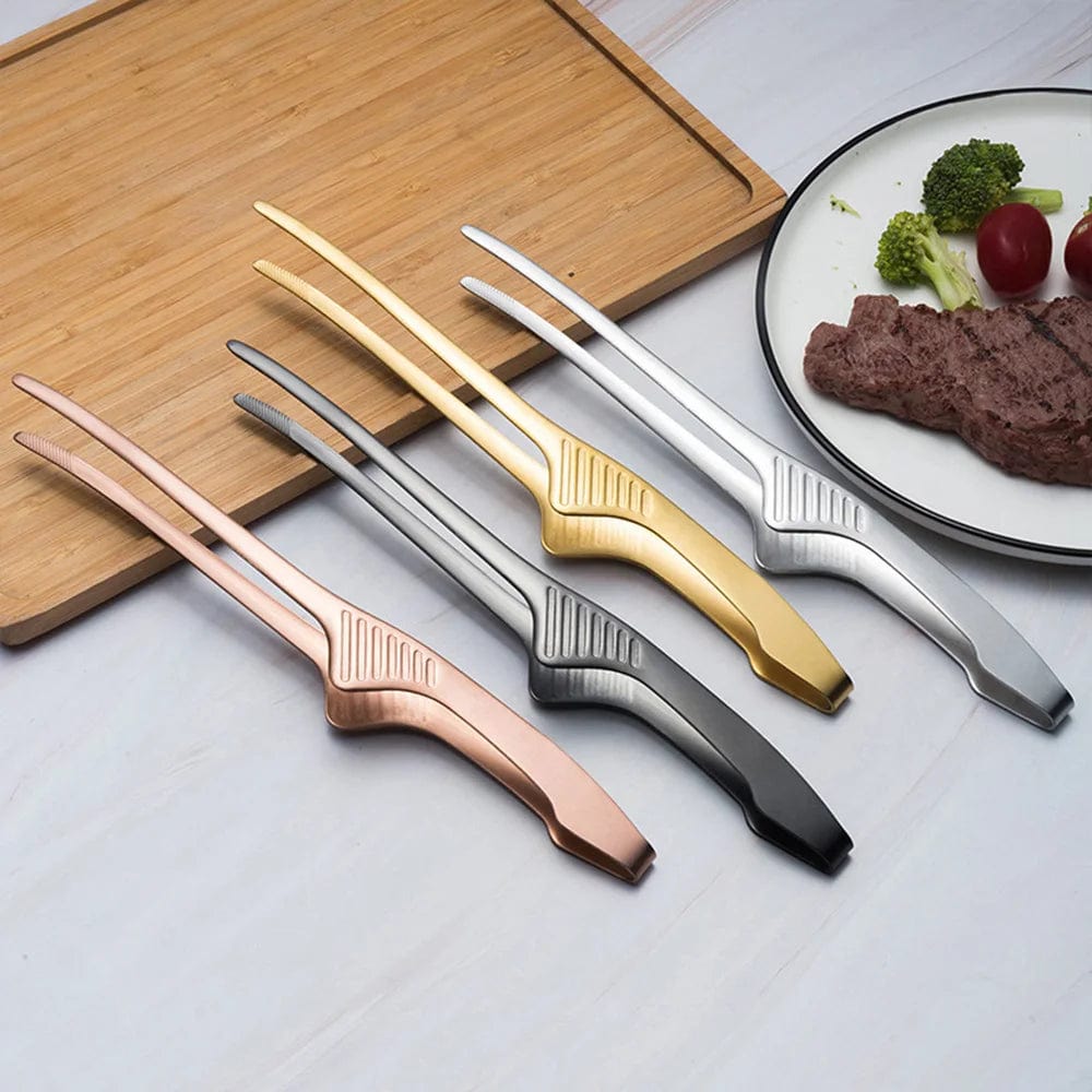 Korean Barbecue Clips Stainless Steel Grill Cooking Chef Tongs Kitchen Baking Bread Tweezer Outdoor Grilling Steak Clamp Tools