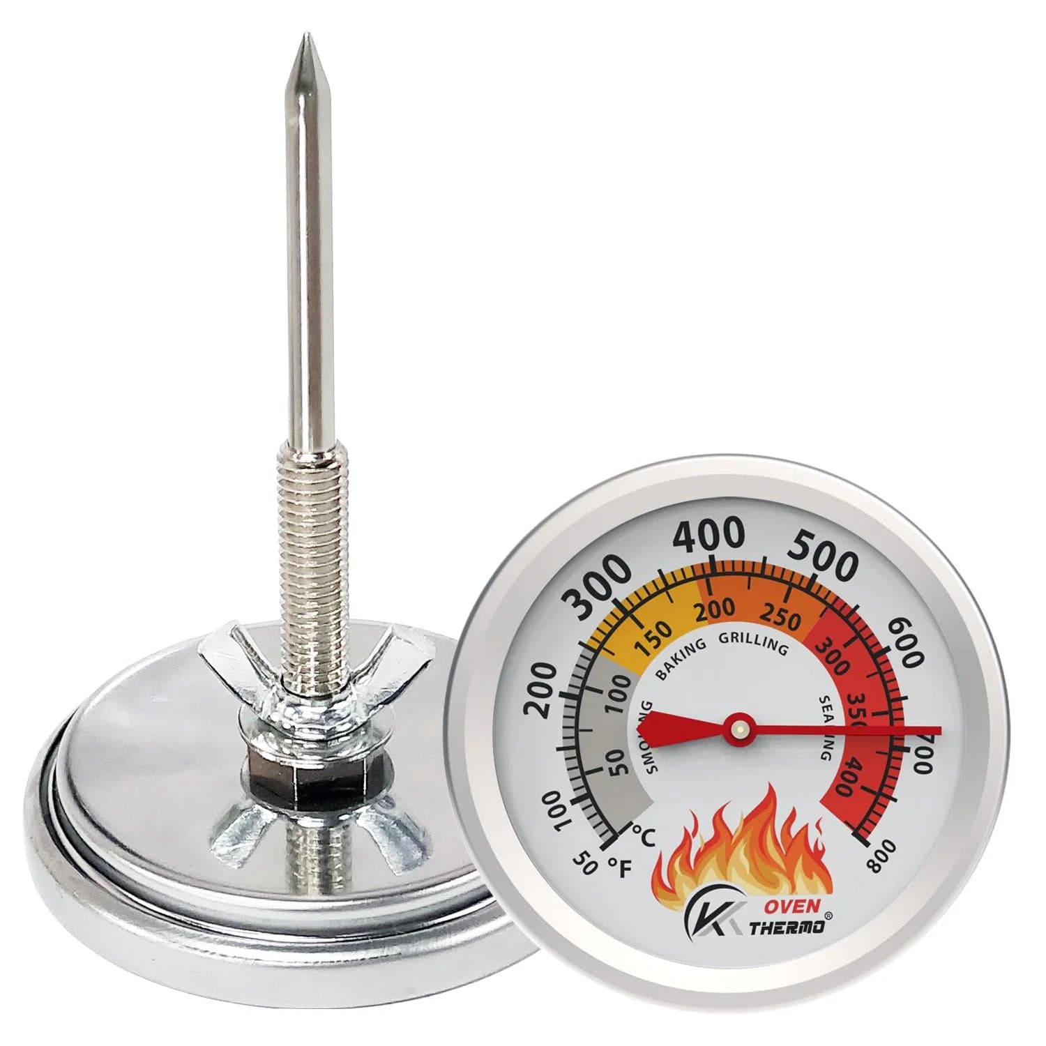 KT THERMO Grill Thermometer Barbecue Charcoal Smoker Temperature Gauge Grill Pit Replacement Thermometer for BBQ Meat Cooking white / CHINA