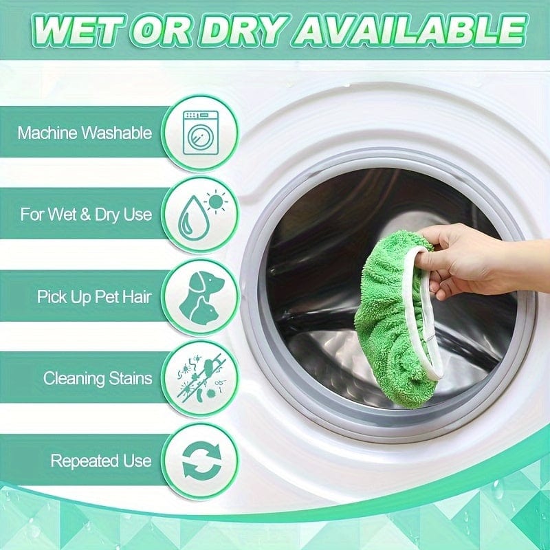 Lot 4 lingettes lavables pour balai plat - Absorption élevée, usage humide et sec, entretien facile