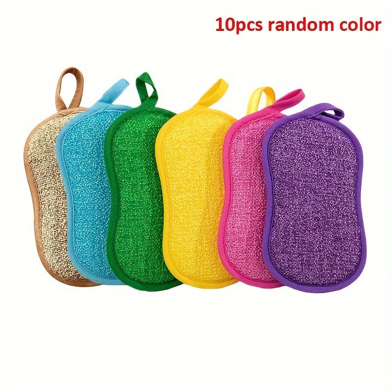 Lot de 10 Éponges Microfibre Colorées pour Cuisine, Facile À Nettoyer Vaisselle, Casseroles et Poêles 10pcs