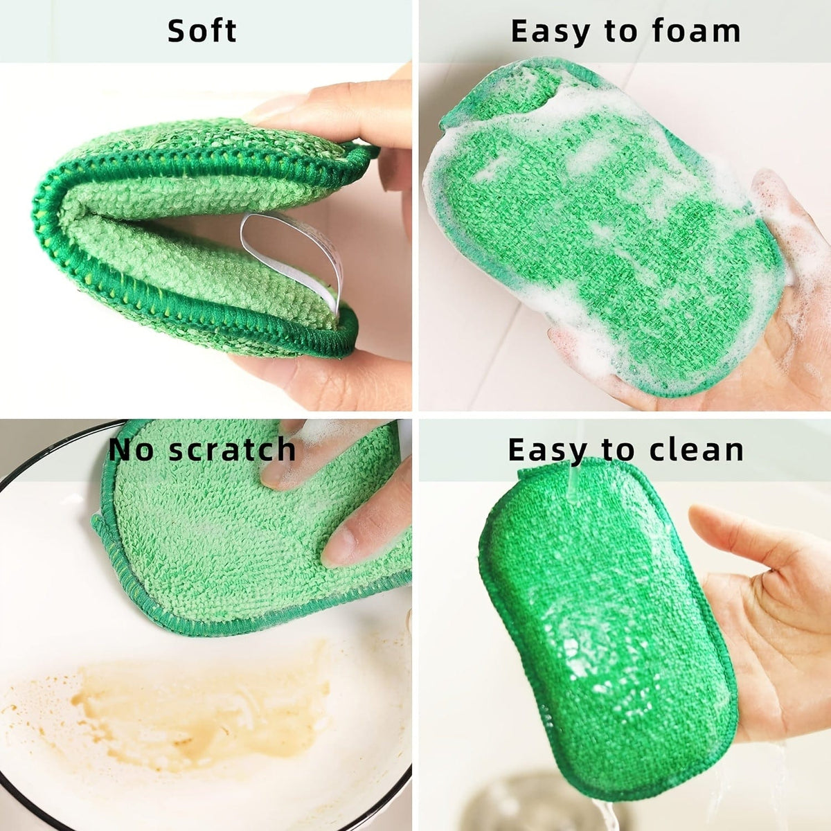 Lot de 10 Éponges Microfibre Colorées pour Cuisine, Facile À Nettoyer Vaisselle, Casseroles et Poêles