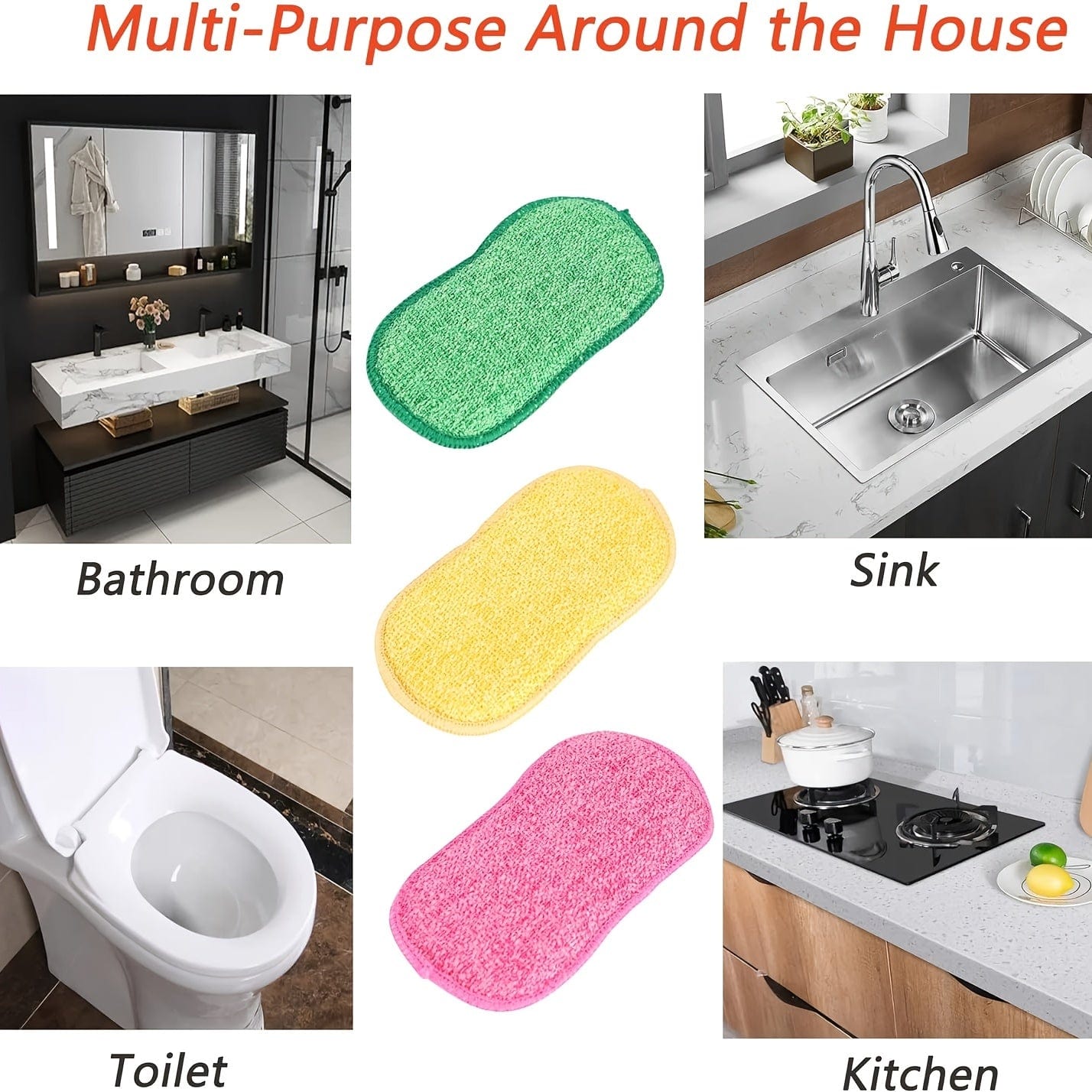 Lot de 10 Éponges Microfibre Colorées pour Cuisine, Facile À Nettoyer Vaisselle, Casseroles et Poêles