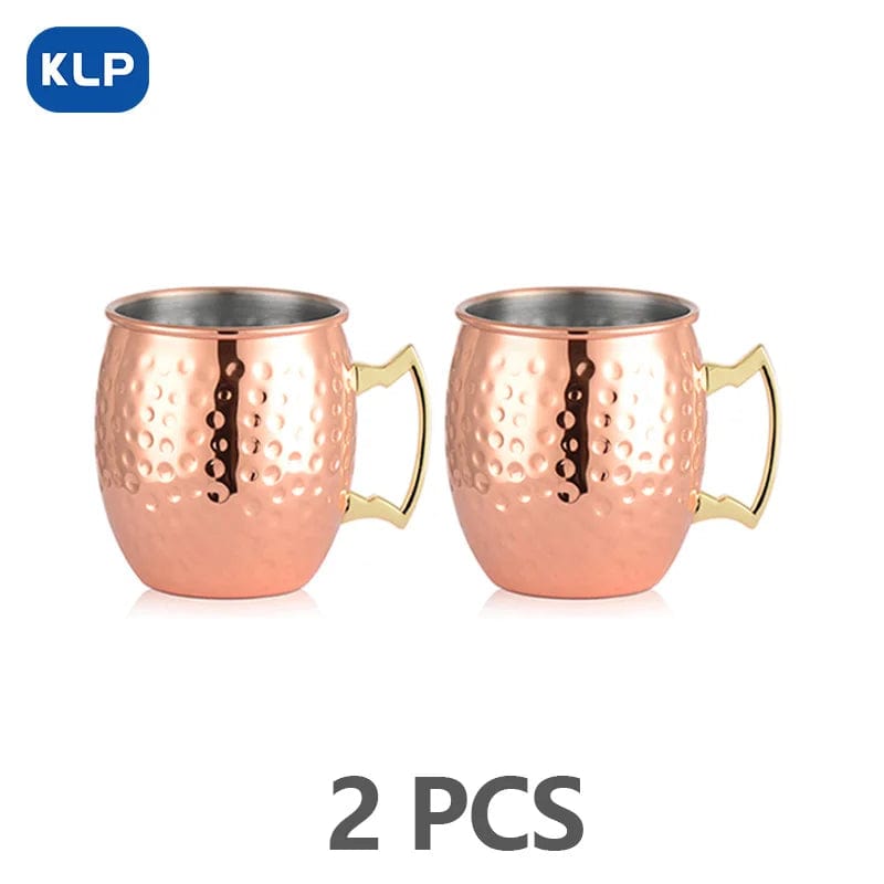 Lot de 2 Mugs Moscow Mule en Acier Inoxydable Plaqué Or Rose - Cadeau Bar (16.9 oz) 2PCS Rose gold / 500ml