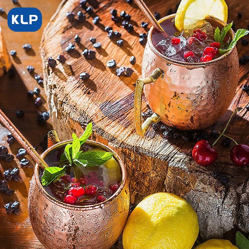 Lot de 2 Mugs Moscow Mule en Acier Inoxydable Plaqué Or Rose - Cadeau Bar (16.9 oz)