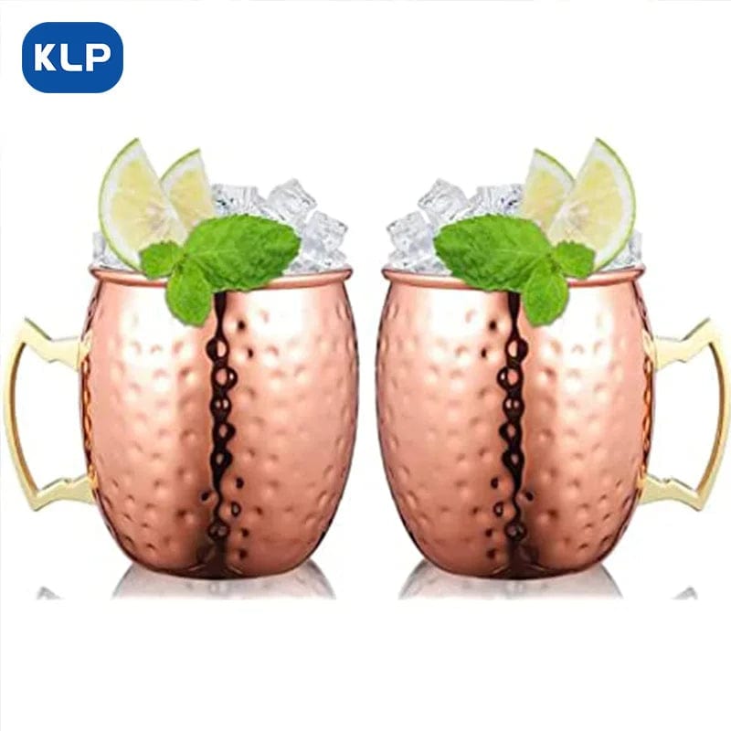 Lot de 2 Mugs Moscow Mule en Acier Inoxydable Plaqué Or Rose - Cadeau Bar (16.9 oz)