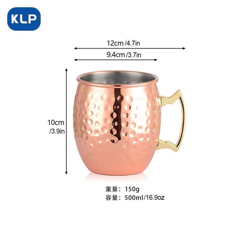 Lot de 2 Mugs Moscow Mule en Acier Inoxydable Plaqué Or Rose - Cadeau Bar (16.9 oz)