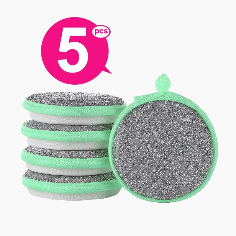 Lot de 3 Eponges de Nettoyage Double Face - Eco-Friendly 5PCS Green