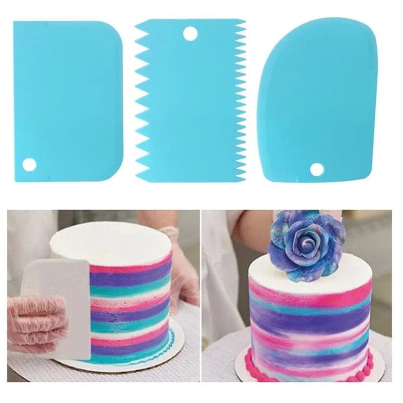 Lot de 3 grattoirs à crème pour gâteaux DIY - Outil de décoration de pâtisserie