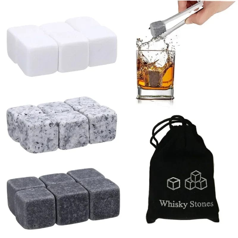 Lot de 6 pierres à whisky réutilisables pour rafraîchir vos boissons