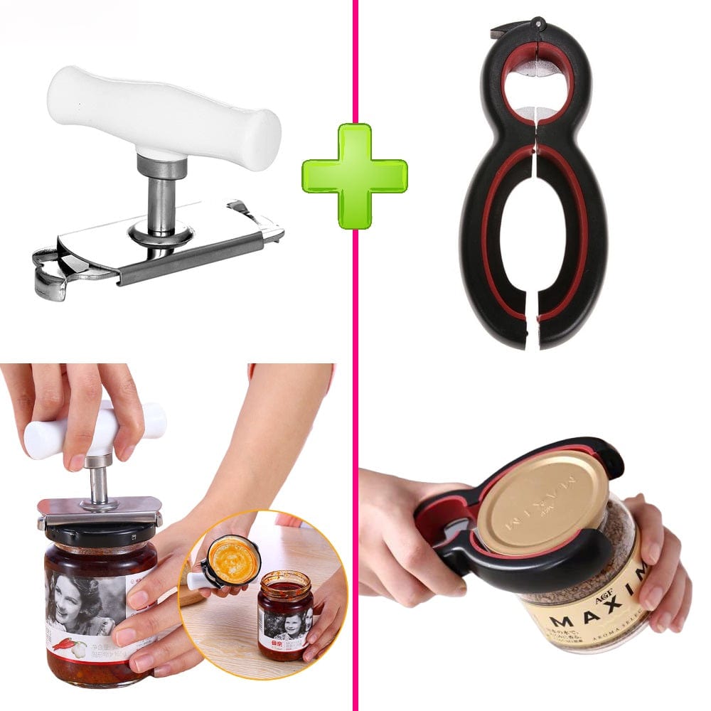 🔥 LOT: Ouvre Bocal Ajustable ➕ Ouvre Bocal Polyvalent