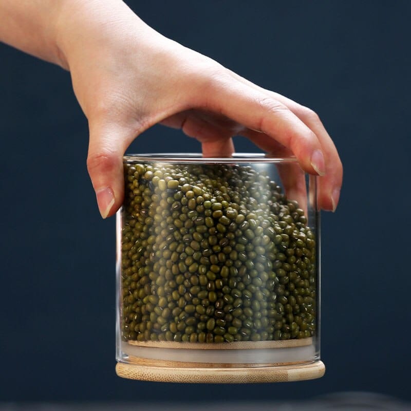 Lots de Bocaux en verre avec couvercles en bambou